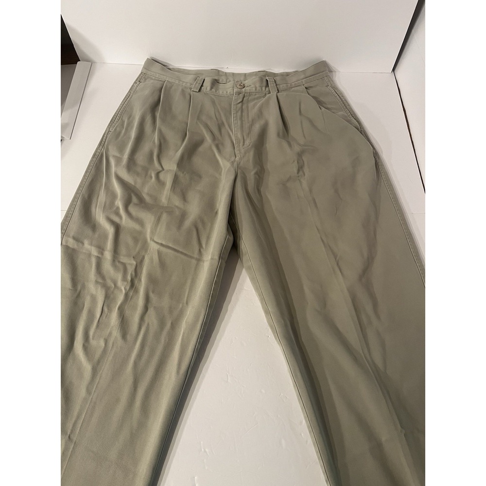 Vintage Nautica Explorer Pleated Khaki Pants Mens Beige Chino Trousers 34W 30L